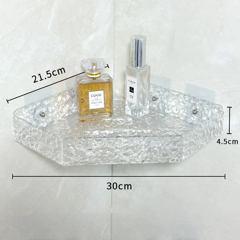 étagères salle bain transparentes texturées modernes clips fixation réutilisables acrylique