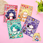 sticker autocollant anime personnages mignon géométrique rouge bleu vert jaune violet décoration bouteille carnet