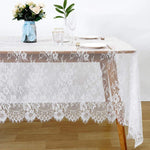 nappe dentelle blanche mariage transparente romantique boho décoration table réutilisable festive fleurs argentées