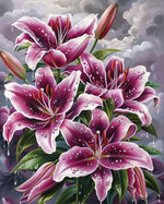 tableau peindre fleur lys toile diy pinceaux peintures guide opaque réaliste decoration maison hobby