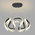 suspension lumineuse moderne noir doré boules lumière câbles suspendus forme circulaire ondulée
