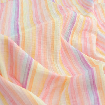 tissu popeline 100 coton biodegradable 135cm rose jaune violet blanc orange vert rayures gaufrage