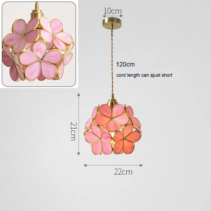 lampe suspendue moderne or rose vert blanc fleurs relief translucide élégante chaîne incluse autonomie