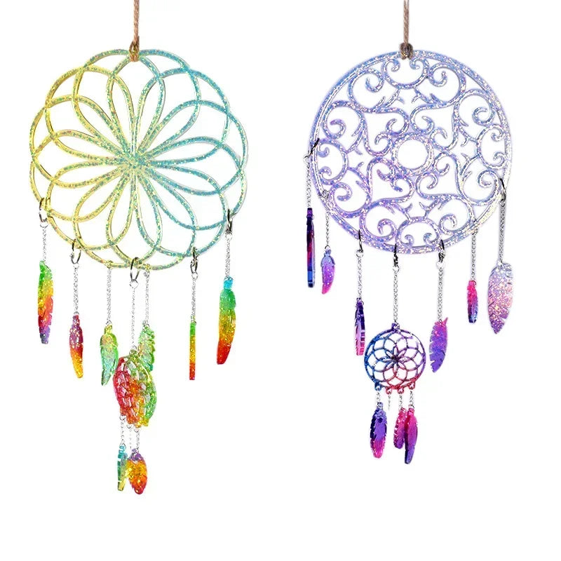 attrape rêves ethnique silicone transparent plumes floral décoration murale suspendue maison
