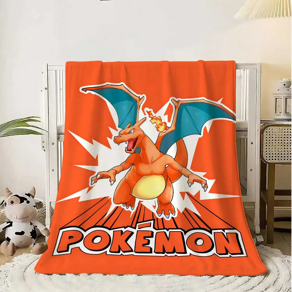 couverture polaire pokémon dragon ball moderne orange bleu jaune hiver sieste lit canapé chambre