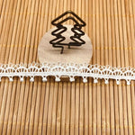 ruban dentelle fine franges blanc noir classique 100 polyester 1.2cm large écologique