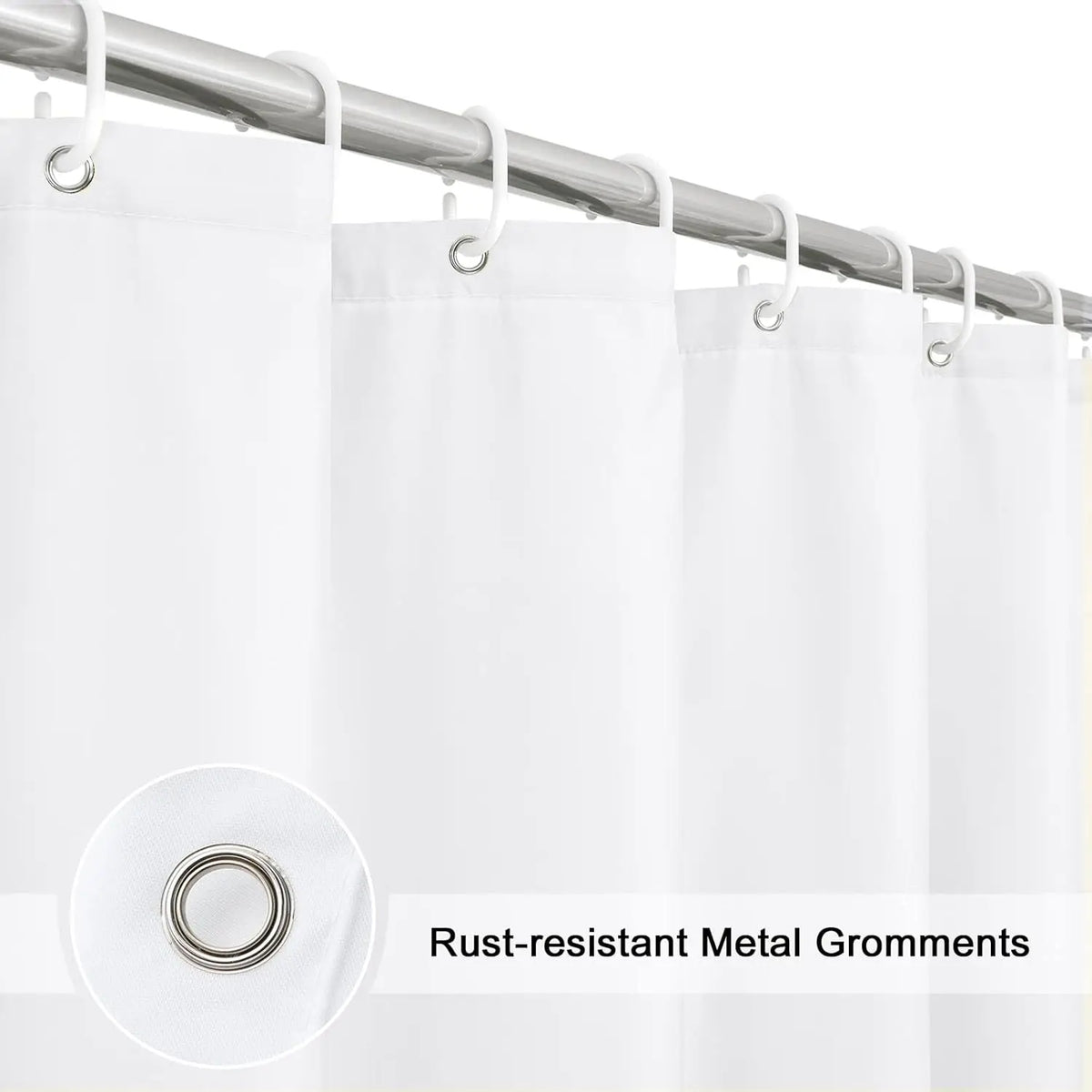 rideau douche blanc polyester moderne résistants largeur 120cm hauteur 180cmmodifiable