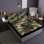 draps housses camouflage vert marron moderne lit imprimé polyester 100% sérigraphie qualité chambre coucher