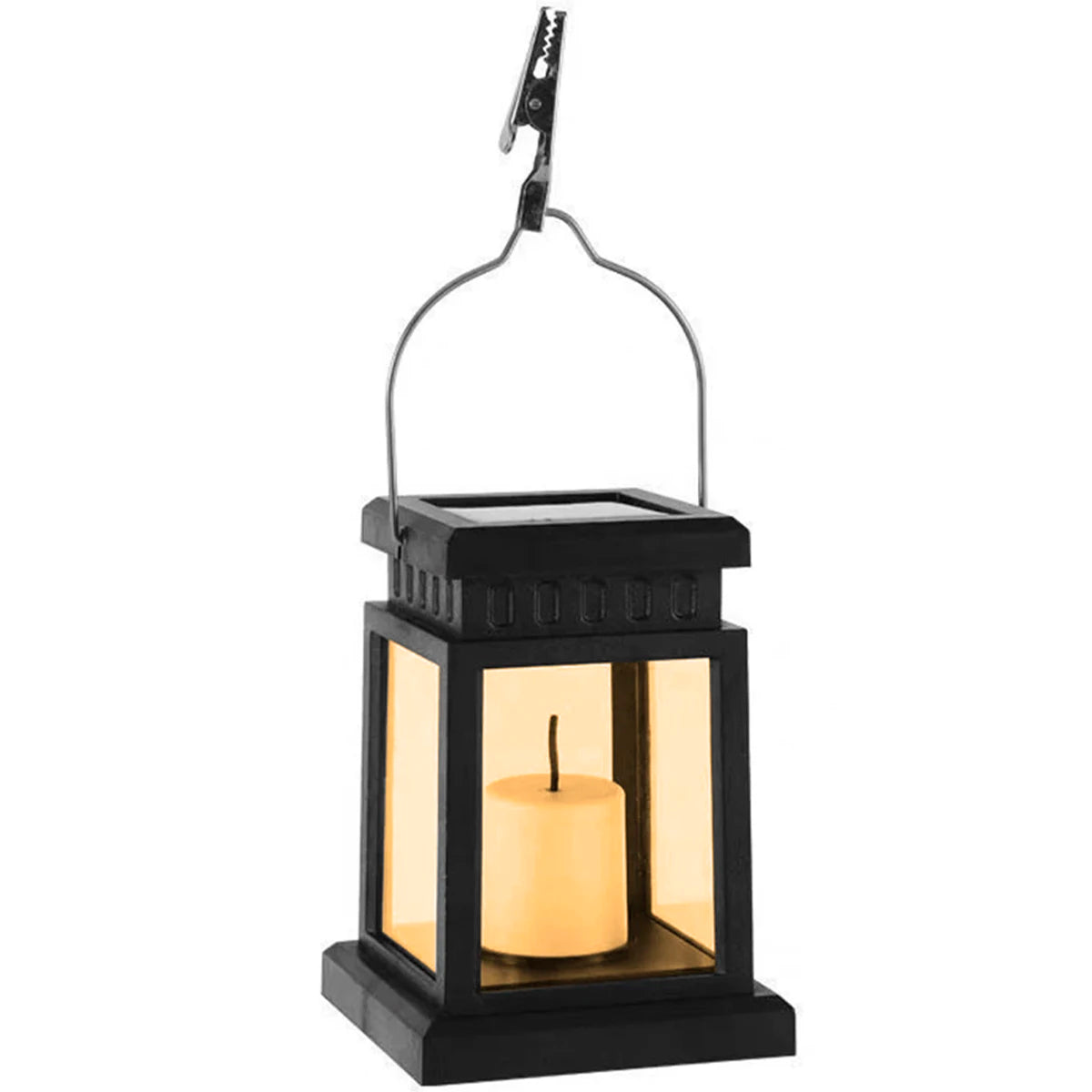 lanterne solaire led transparente noir classique crochet autoinstallationextérieur