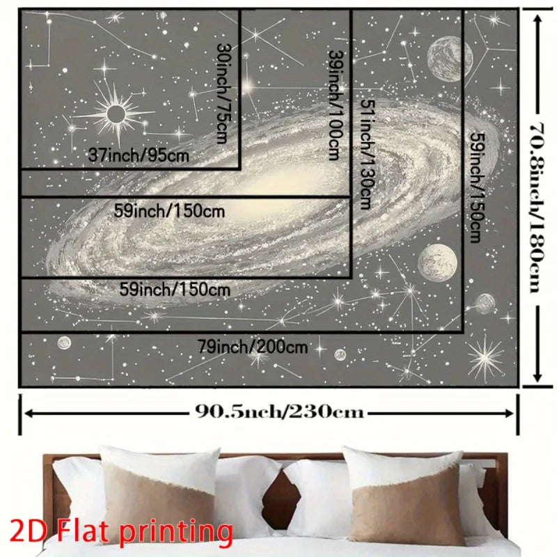 tapisserie murale galaxie étoiles planètes noir blanc moderne astronaute clips chambre salon