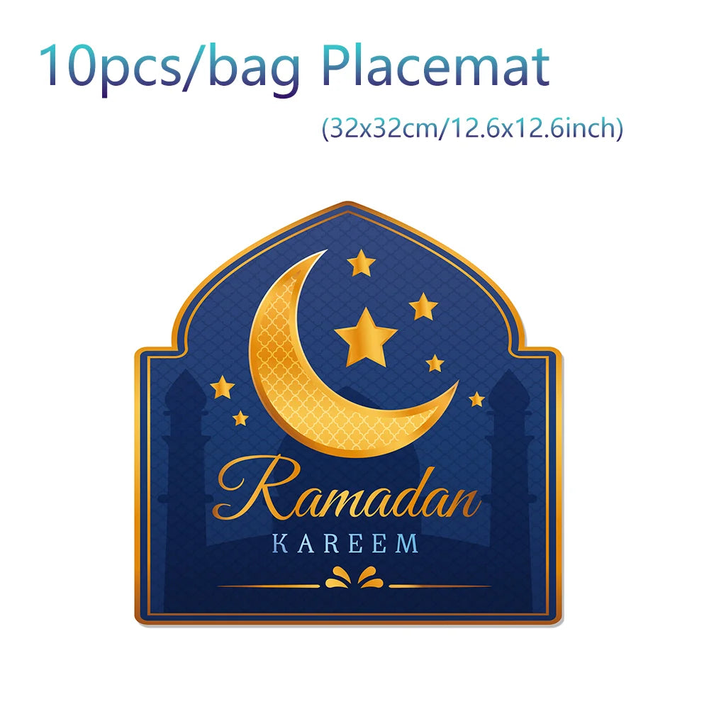 nappes chemins table motifs islamiques ramadan decoratives festives or bleu marine violet emeraude rouge