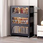 rangement modulaire pliable noir moderne roulettes grilles rangement amovibles