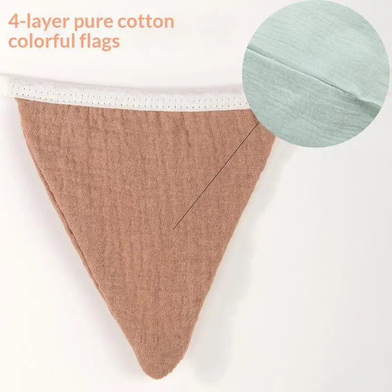 drapeaux triangulaires coton blanc beige rose vert marron plissés décoratifs rustiques fixations