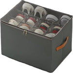 boîte rangement chaussures pliable transparente moderne poignées cuir gris conteneur organiser paires echangement gọnducible