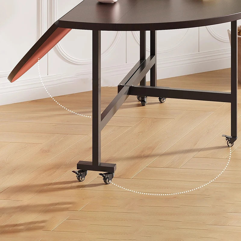 table manger ronde pliante bois marron plateau tournant six chaises modernes