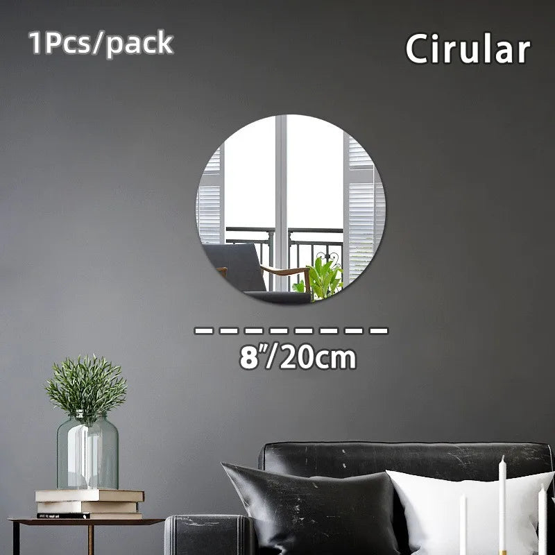 miroirs autoadhésifs acrylique blancs 3d décoration moderne stickers muraux rectangles ovales carrés