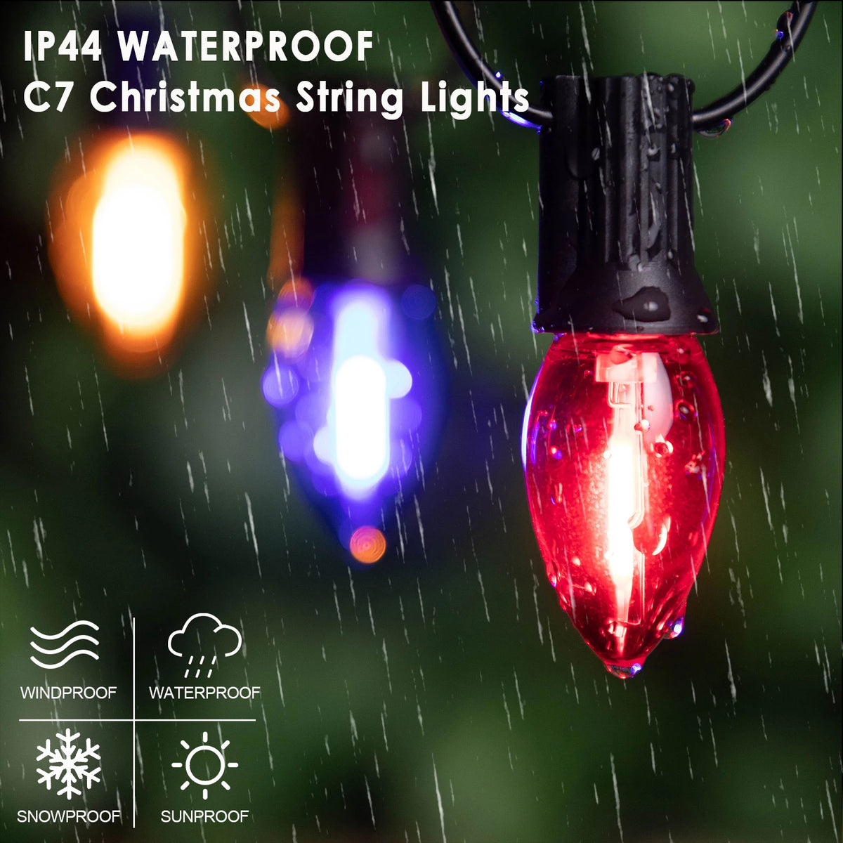 ampoules led c7 multicolore jaune bleu rouge vert orange transparentes modernes ip44 étanche 1w