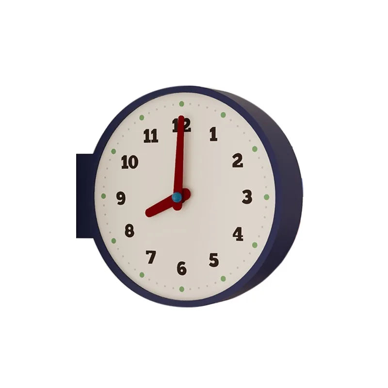 horloge murale double face moderne bleu blanc aiguilles quartz résine salon