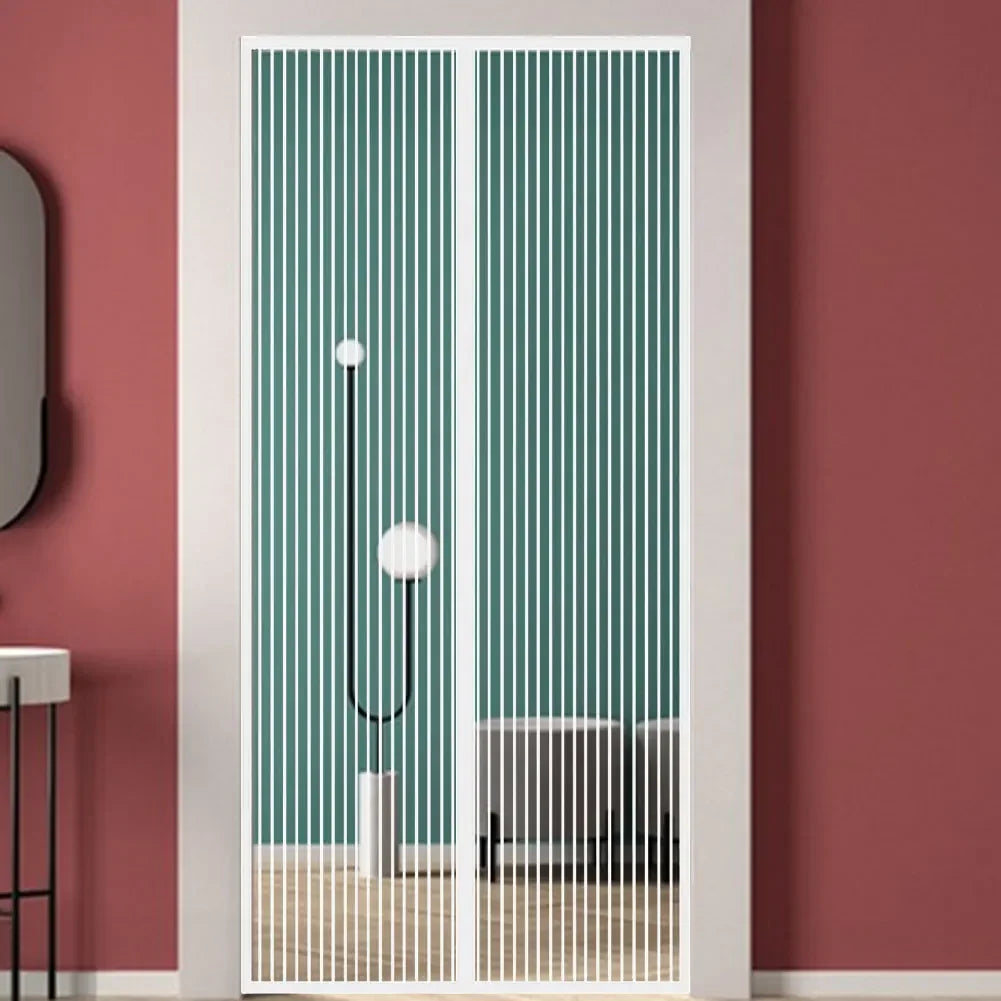 rideau magnétique blanc noir vert rayures adhésif moderne opacité chambre porte ventilation