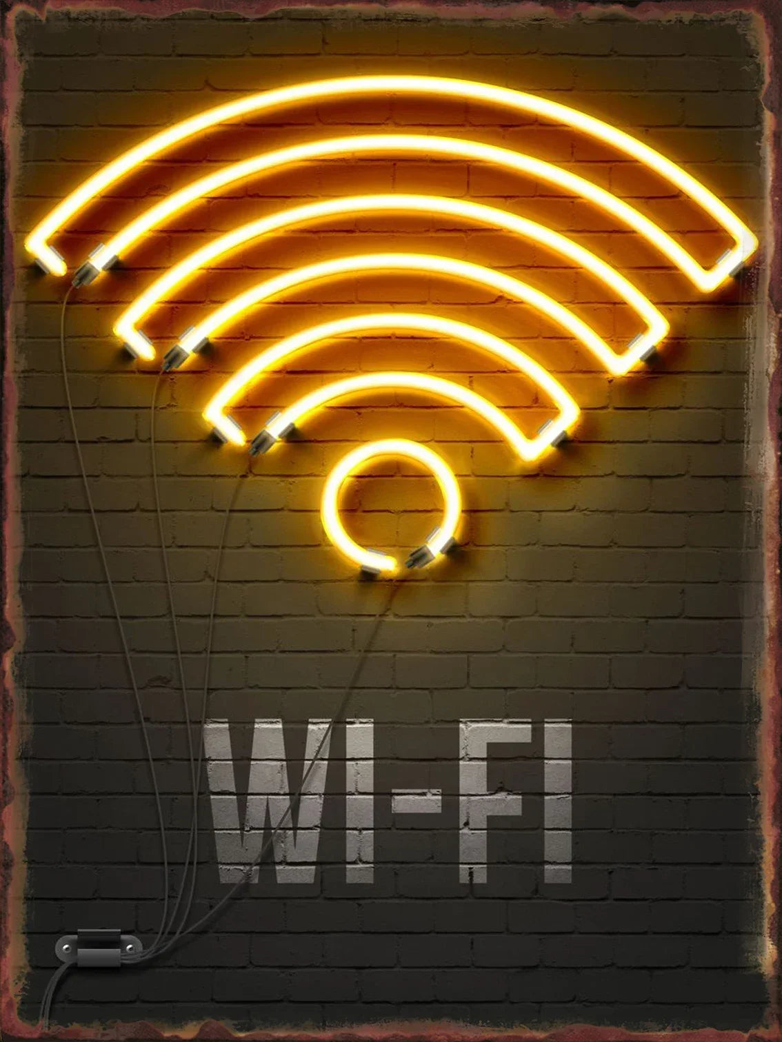panneau lumineux néon silhouettes humaines kids area cocktail wifi opacité moderne câble alimentation