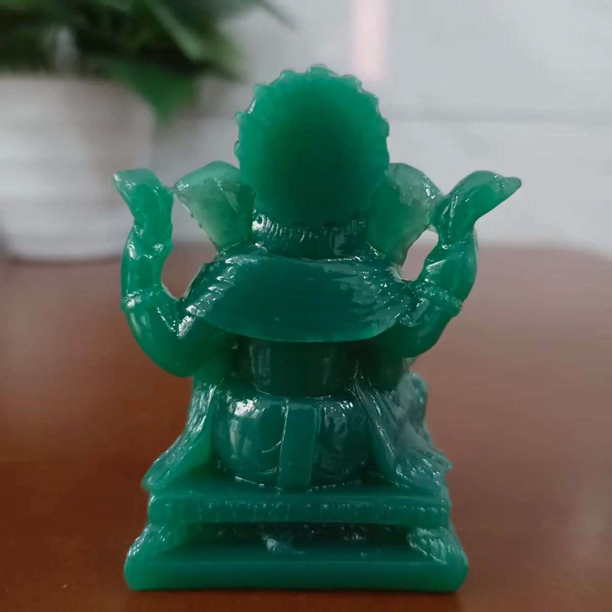 statue ganesha vert résine artisanale bouddhiste éléphant décor maison fengshui porte bonheur bronzé sculpté