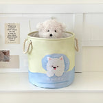 panier linge pliable bleu clair dessins animaux poignées corde utilisation multiple réutilisable