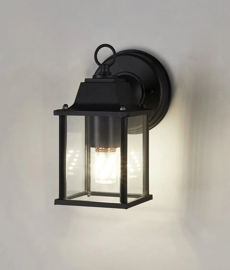 lampe murale transparente classique noir extérieure led verre trempé aluminium moderne