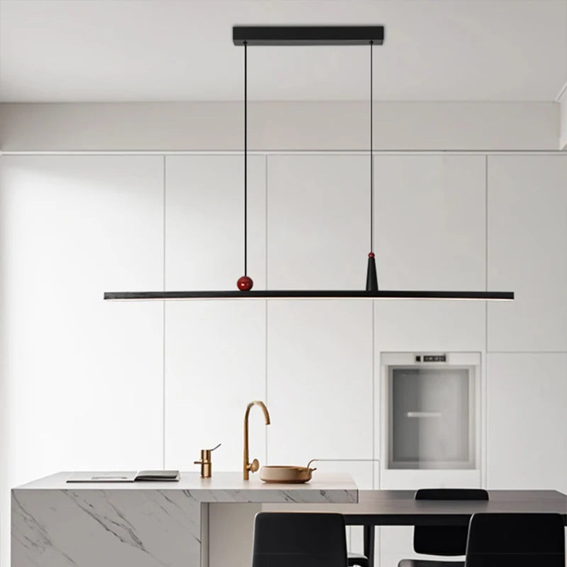 suspension lumineuse moderne minimaliste noir rouge rectangulaire lisse intérieur salon chambre