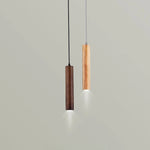 Lampes suspendues bois minimaliste modernes chambre salon éclairage LED marron foncé beigeclair