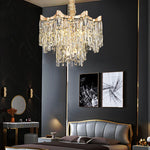 lustre crystal doré moderne élégant led 6000k 4000k 3000k minimaliste haute qualité