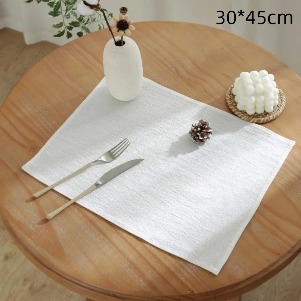 serviettes table classiques coton blanc vert rose jaune beige ruban fini bord rond dimension