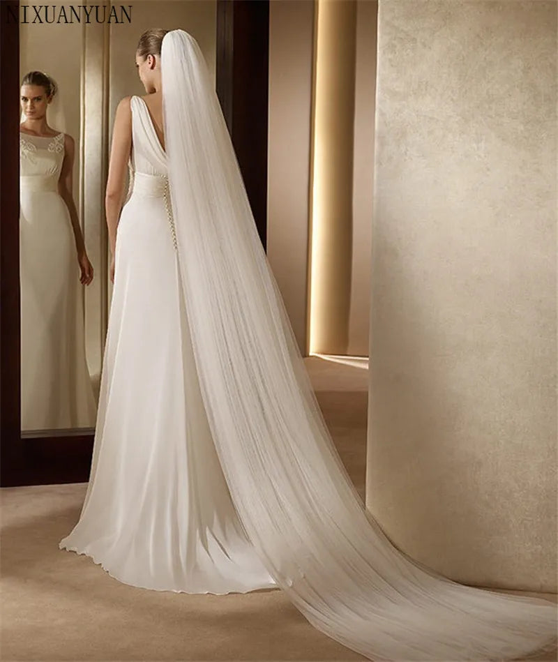 voile mariée deux couches transparent moderne minimaliste blanc polyestère femme