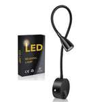lampe lecture led moderne fixée mur noire flexible interrupteur bouton rechargeable