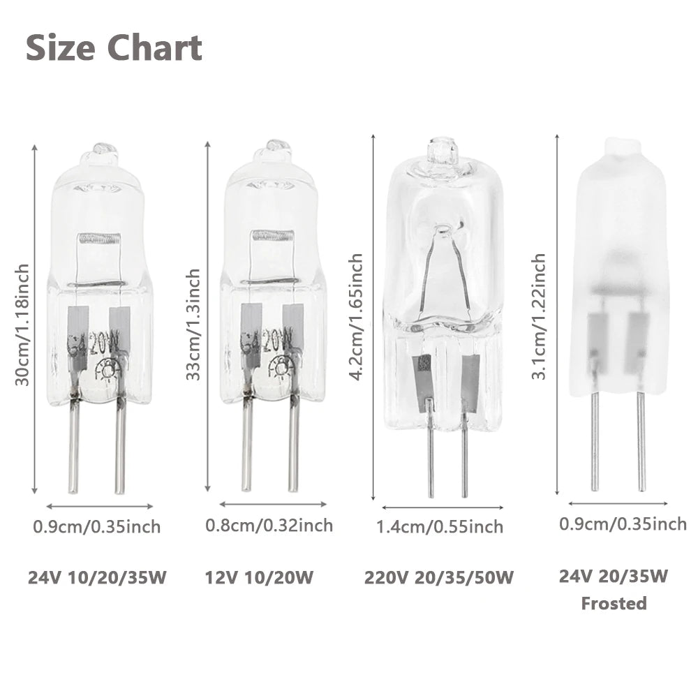 ampoules halogènes g4 transparentes opalescentes 24v 220v blanc chaud classique 10w 20w 35w 50w