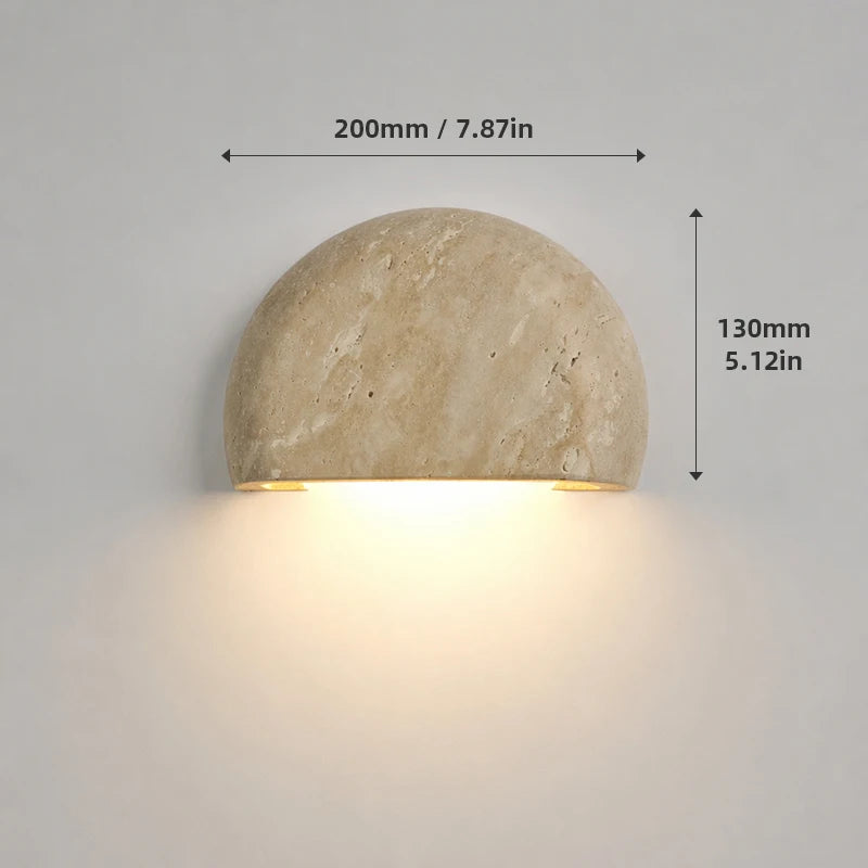 lampe murale moderne pierre naturelle beige clair minimaliste fixée mur led 3000k chambre coucher