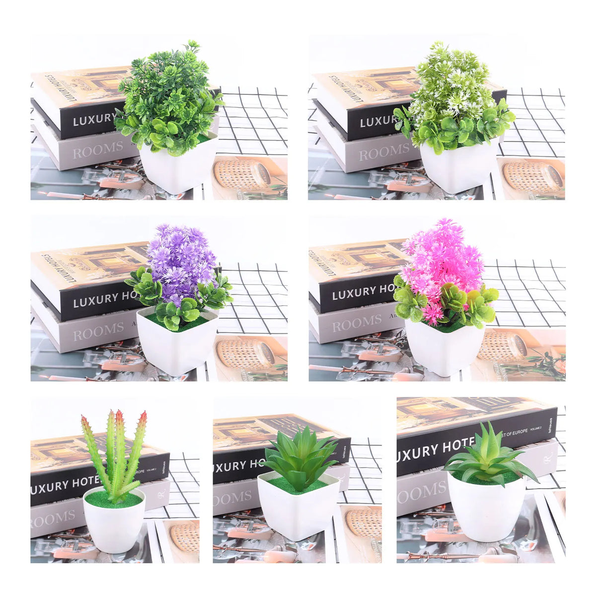 petite plante artificielle aloes pot blanc décoration moderne fleurs fausses vertes