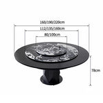 table manger ronde extensible imitation marbre noir moderne six chaises