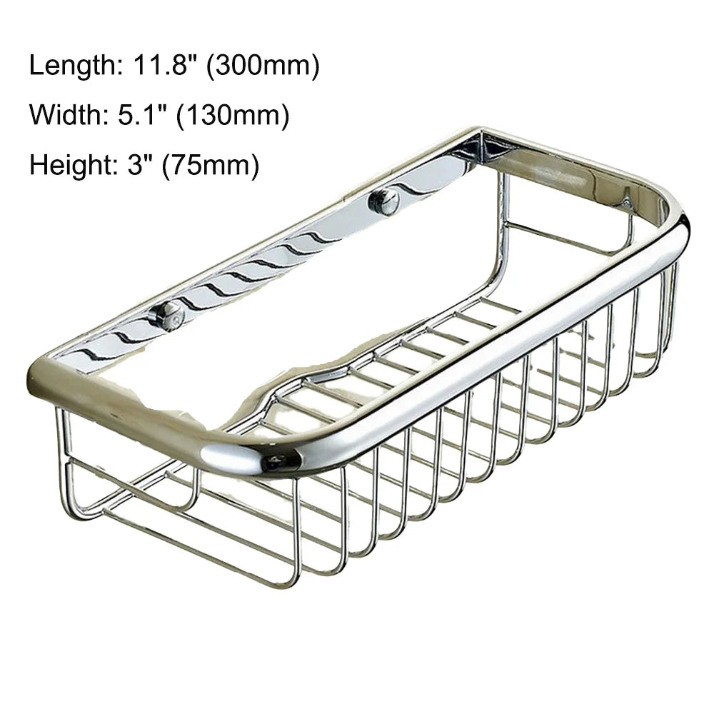 paniers rangement chrome cuivre filetés vis modernes salle bain étagères murales fixations incluses