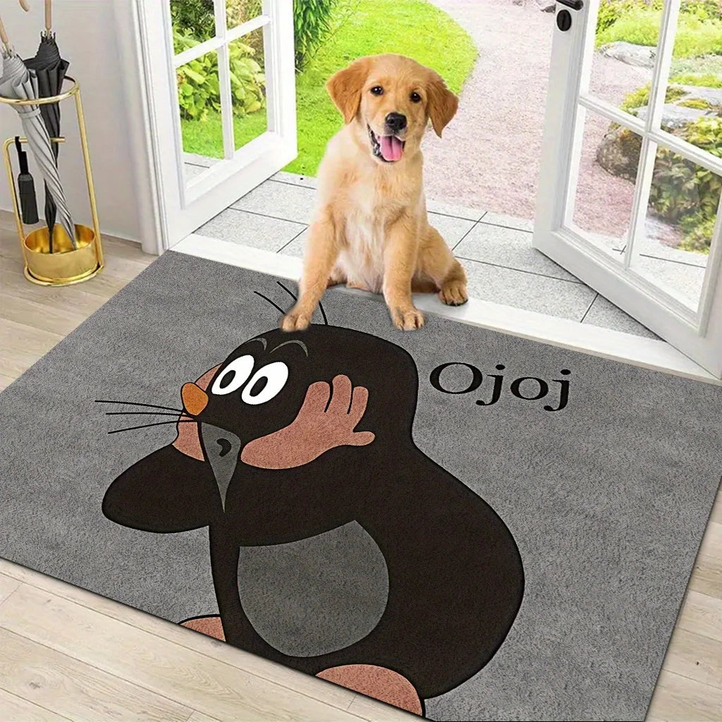 tapis gris dessin animé souriant extérieur moderne halloween salon porte fond uni