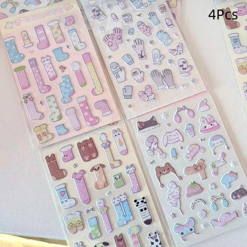 autocollants 3D animaux mignons fruits gâteaux nuages coeurs kawaii adhésifs