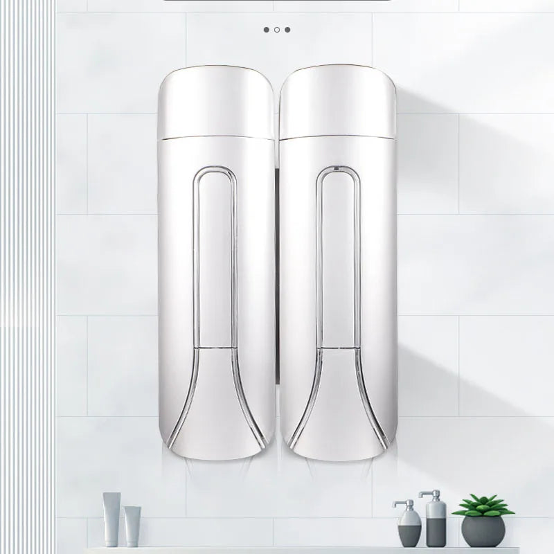 distributeur savon main blanc moderne adhésif minimaliste liquide salle bain poignée déclenchement