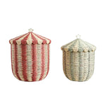 panier rangement rayé rouge blanc beige traditionnel réutilisable opacité petit grand chambre enfant