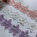 ruban decoratif dentelle brodée florales organza mariage rose violet blanc