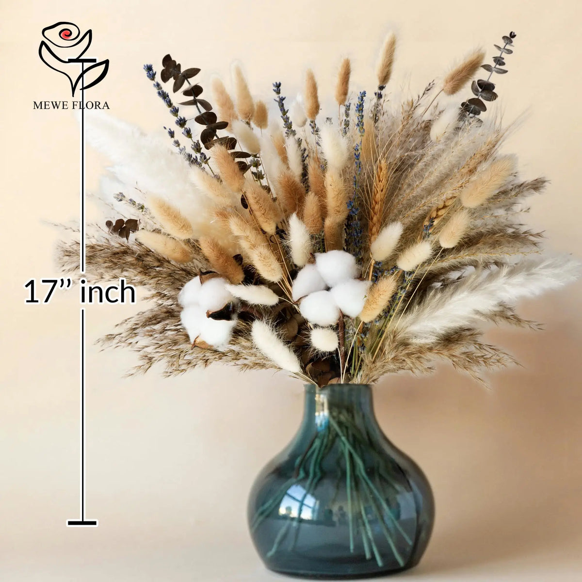 bouquet fleurs séchées herbe pampas tiges coton eucalyptus lavande blé décoration maison anniversaire mariage