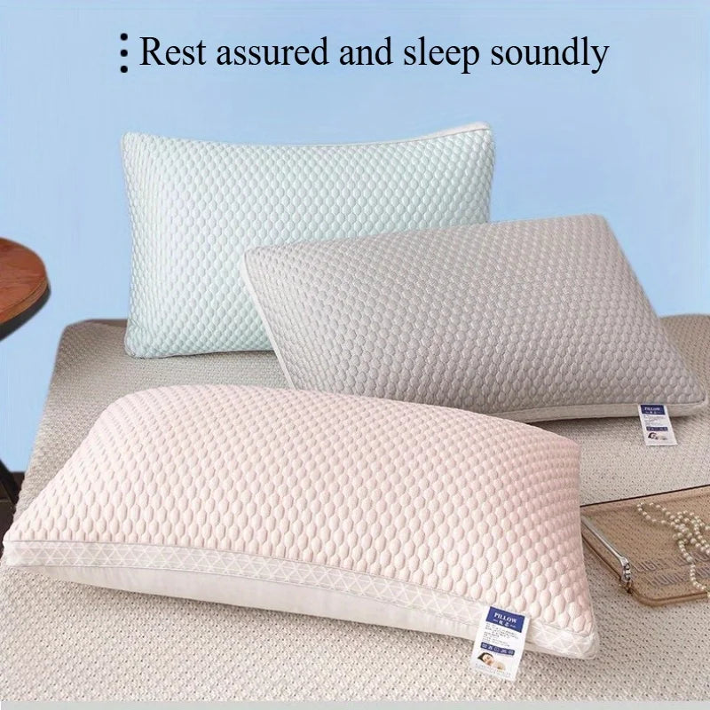oreiller rafraîchissant fibre polyester géométrique blanc bleu clair moderne confortable coton hexagonal lit voyage