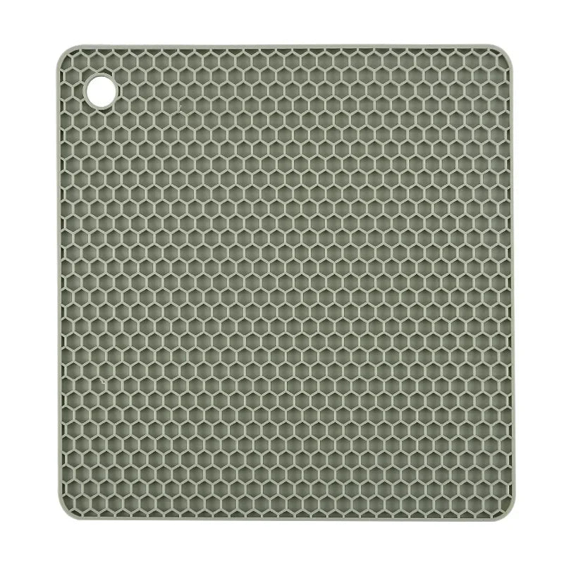 tapis silicone nid d'abeille rond carré antidérapant bleu rose gris vert moderne cuisine