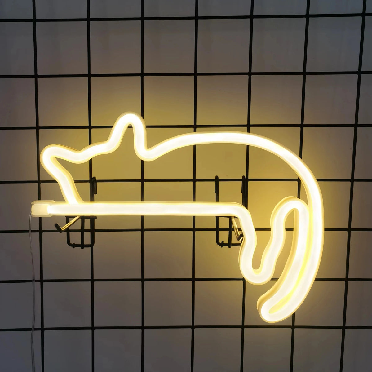 néon chat forme animaux chambre veilleuse led rose blanc moderne adhésif mur opaque