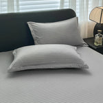 taies d'oreiller polyester 300 fils gris rose rayures antibactériennes moderne