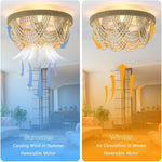 ventilateur moderne bois lumière led télécommande beige blanc