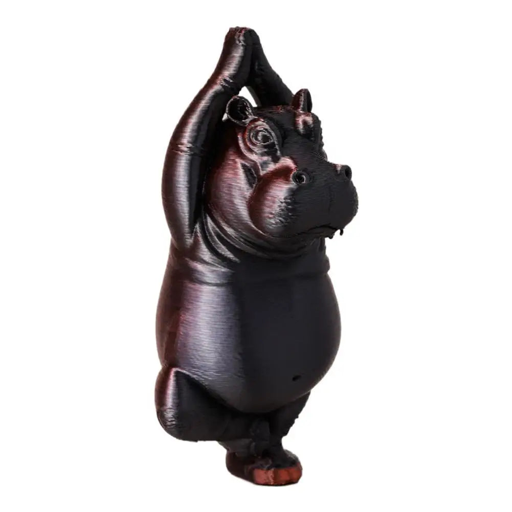 statuette hippopotame résine noire détaillée pose humoristique décoration cadeau articulée.textureGranulee